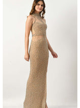 Crystal Embellished Rose Gold Gown CF24250399 by FG