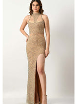 Crystal Embellished Rose Gold Gown CF24250399 by FG