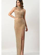 Crystal Embellished Rose Gold Gown CF24250399 by FG