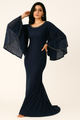 Vestido sirena con cuello redondo, mangas murciélago y encaje CF20210161 de FG