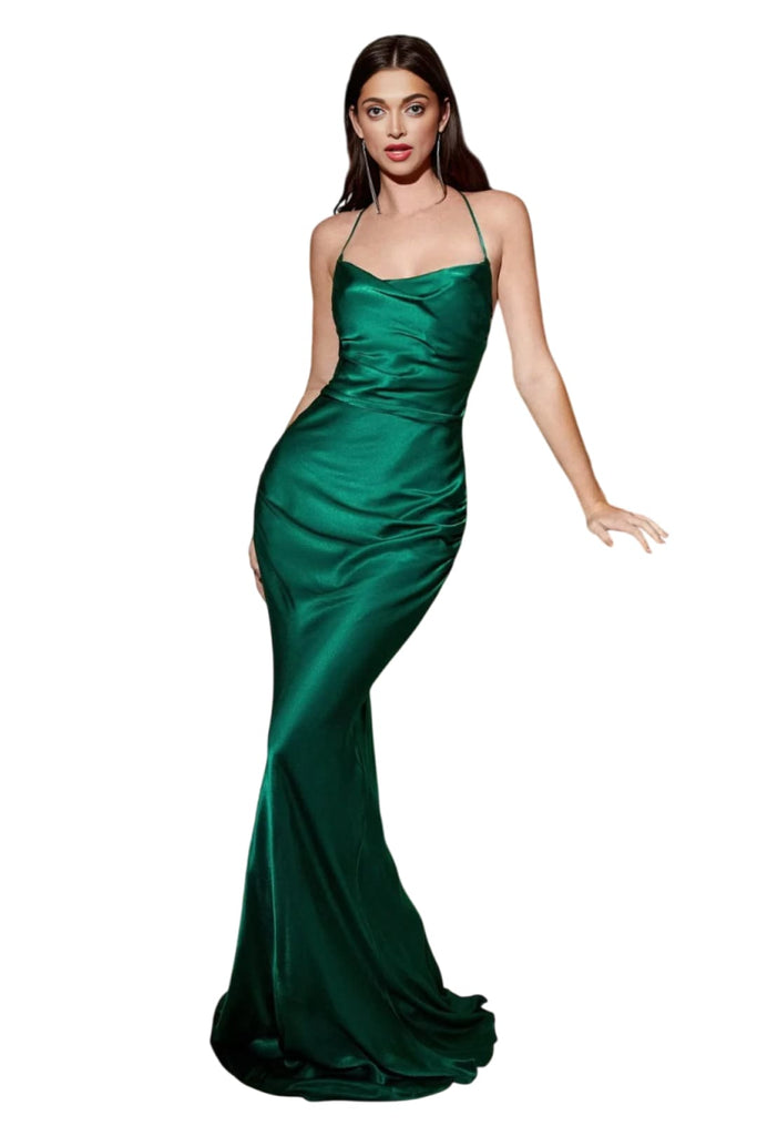 Cowl Mermaid Prom Dress with Flair 2025 Elegant Formal Gown - Emerald / XS - Prom