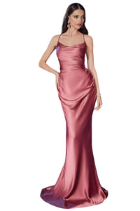 Cowl Mermaid Prom Dress with Flair 2025 Elegant Formal Gown - Rosewood / XS - Prom