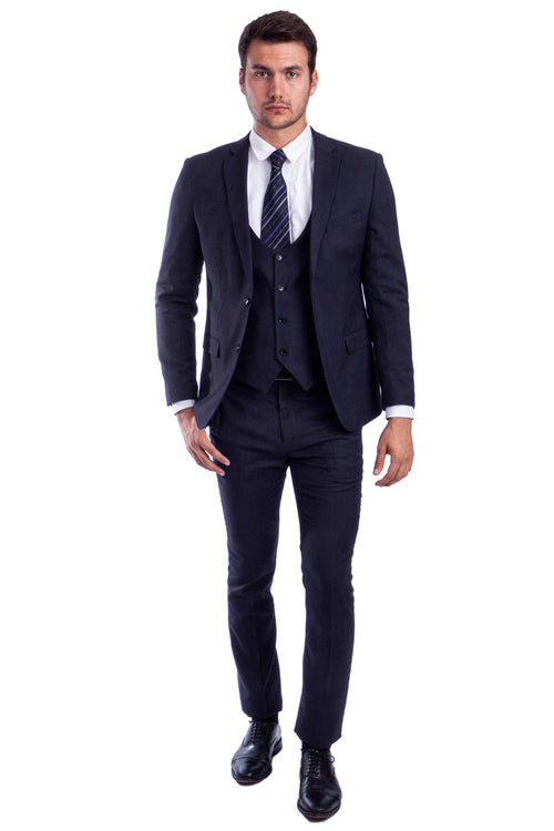 Traje ajustado de dos botones para hombre en azul marino