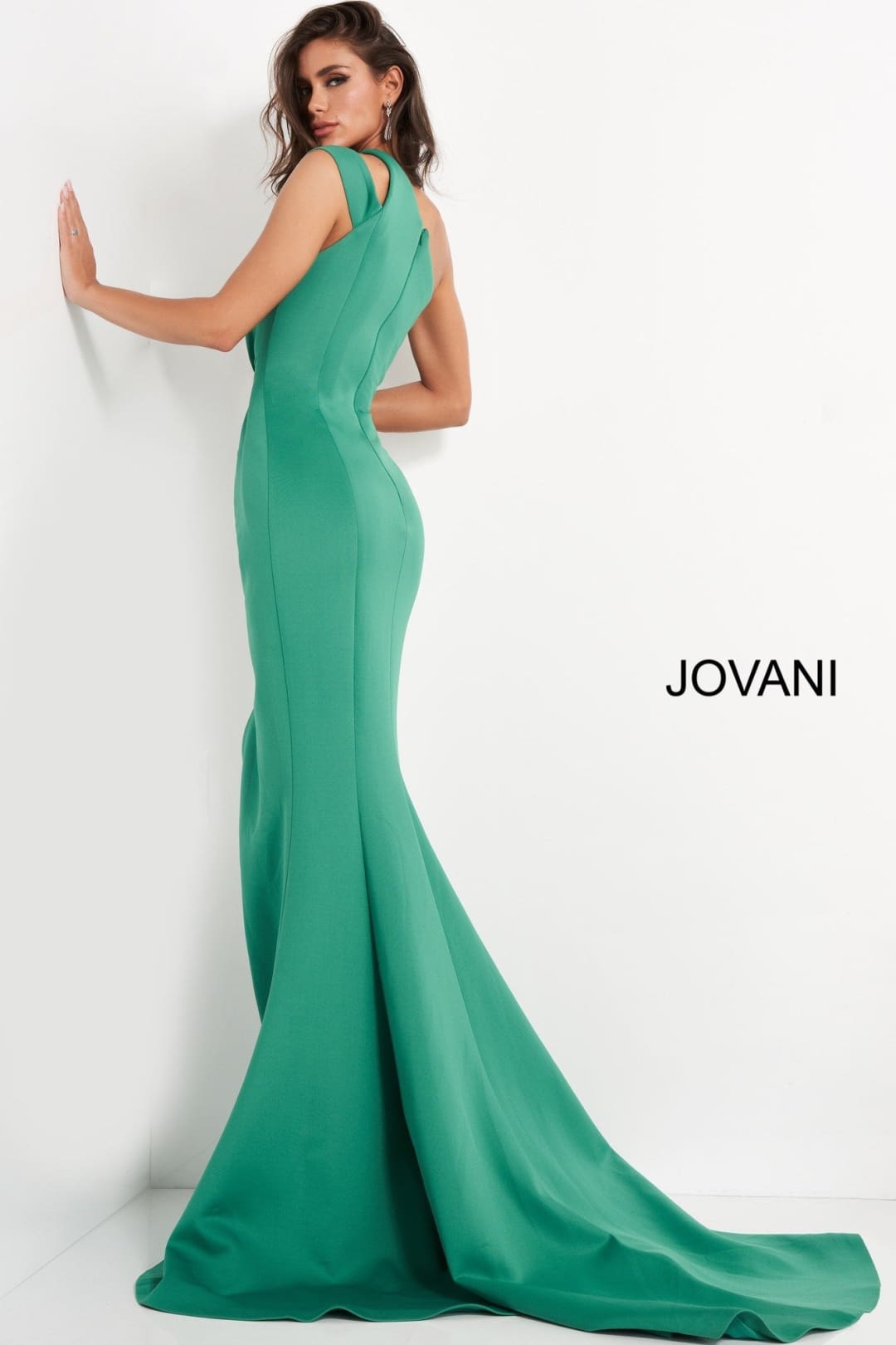 Crepe Fitted One Shoulder Slit Gown by Jovani 04222 - Long Formal Dresses