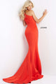 Crepe Fitted One Shoulder Slit Gown by Jovani 04222 - Long Formal Dresses