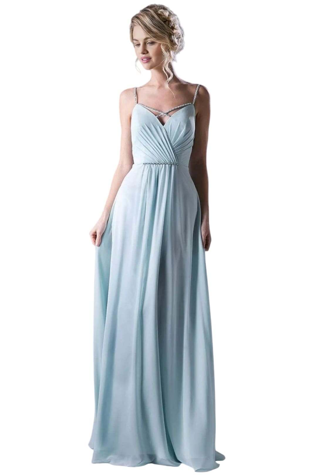 Crisscross Neck Chiffon Formal Dress 2025 - Mint / XS - Prom