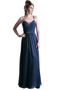 Crisscross Neck Chiffon Formal Dress 2025 - Navy / XS - Prom