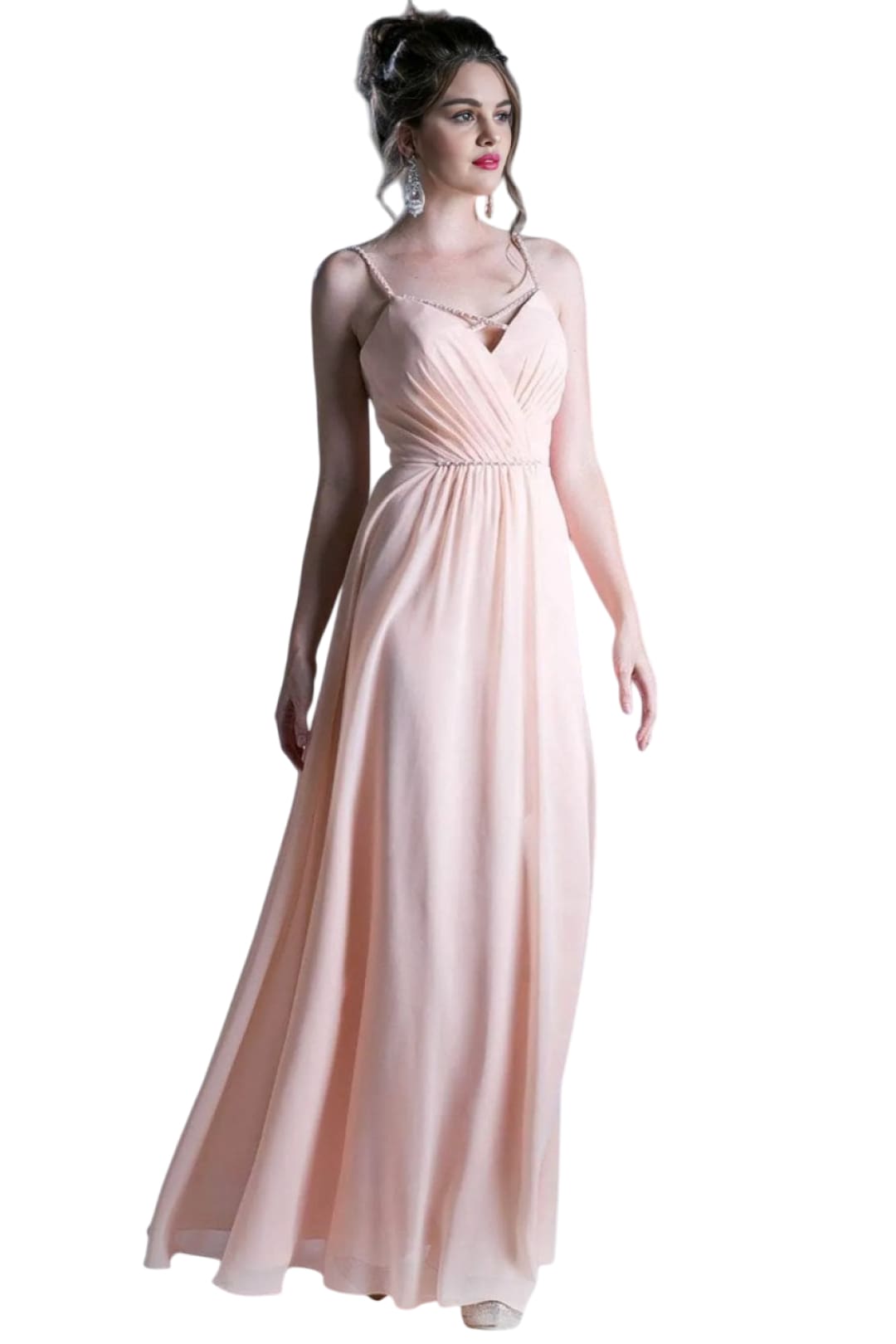 Crisscross Neck Chiffon Formal Dress 2025 - Peach / XS - Prom