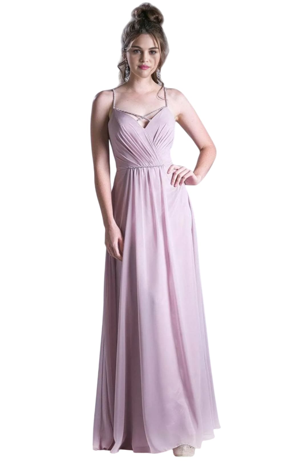 Crisscross Neck Chiffon Formal Dress 2025 - Pink / XS - Prom