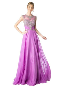 Crystal Adorned Ruched Evening Gown 2025 Elegant Formal Dress - Purple / 2 - Prom