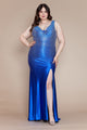 Poly USA W1130 Curve Fitted Rhinestone Slit Gown