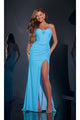Cut-Out Long Corset Prom Dress: Jovani D5820 - Blue / 00 - Apparel & Accessories > Clothing > Dresses