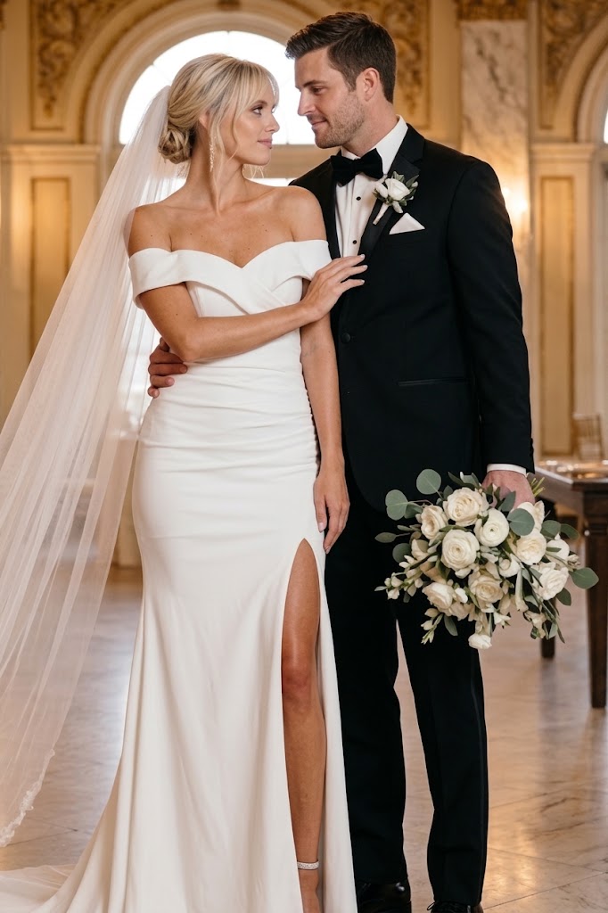Eva USA 3418 Long Off-Shoulder Wedding Dress
