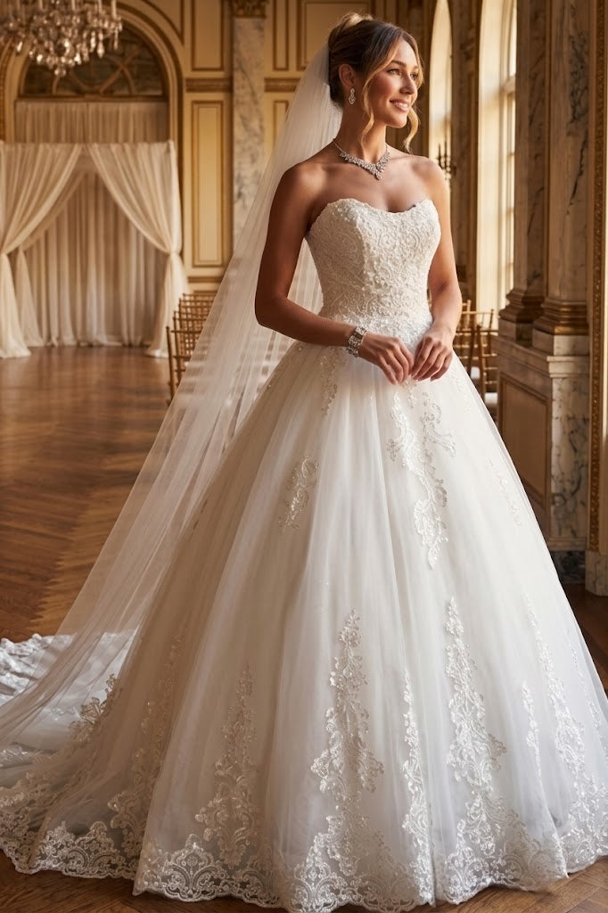 DeKlaire 487 Strapless A-Line Ball Gown Wedding Dress