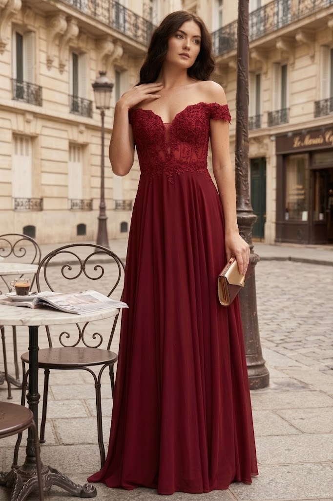 Navy Blue Bridesmaid Dresses-Inexpensive Chiffon Off Shoulder MQ1714