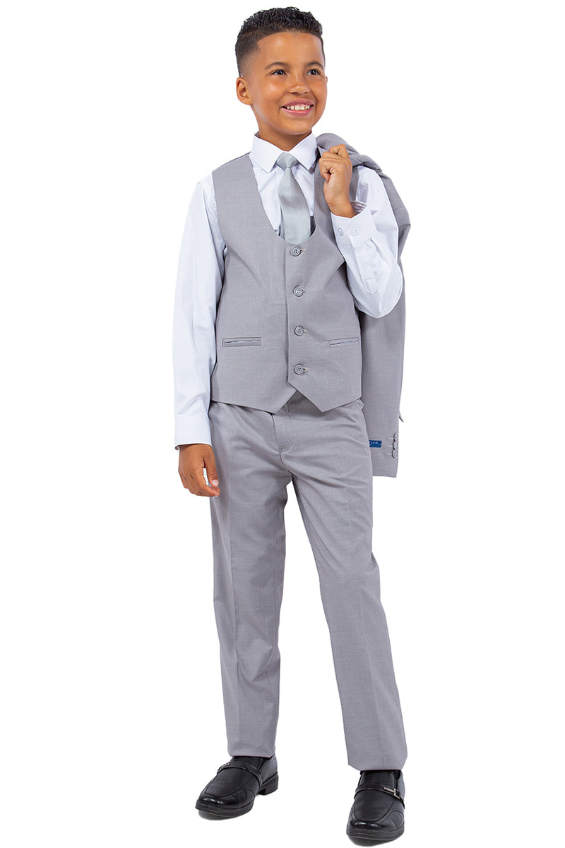 Traje de boda para niño Perry Ellis en gris claro.