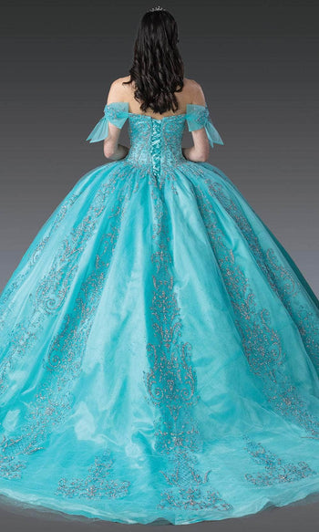 Dancing Queen 1814 - Glitter Embellished Sweetheart Gown Quinceanera Dresses XS / Aqua