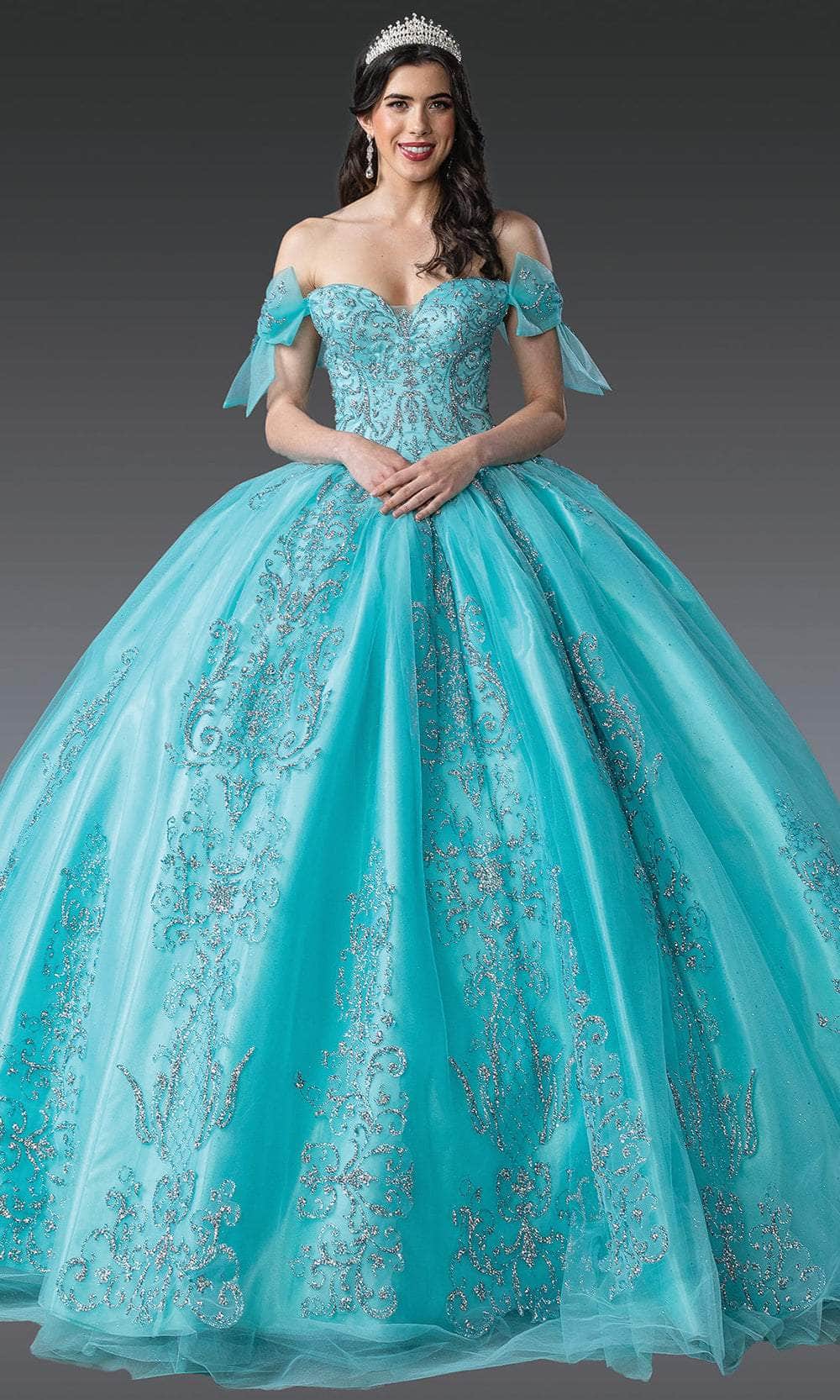Dancing Queen 1814 - Glitter Embellished Sweetheart Gown Quinceanera Dresses XS / Aqua