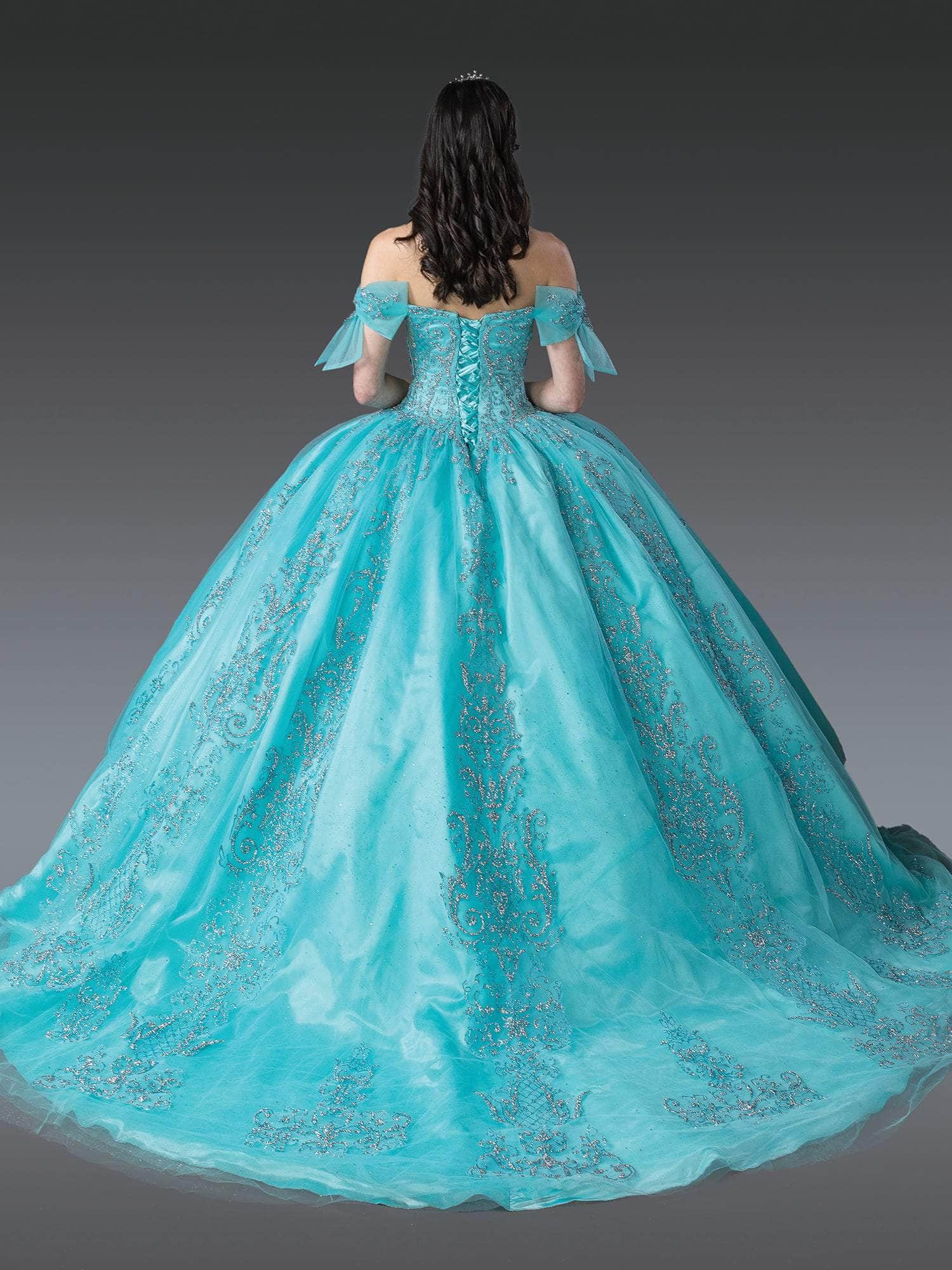 Dancing Queen 1814 - Glitter Embellished Sweetheart Gown Quinceanera Dresses XS / Aqua