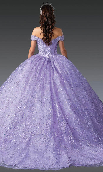 Dancing Queen 1901 - Sweetheart Ballgown with 3D Floral Applique Quinceanera Dresses XS / Lilac