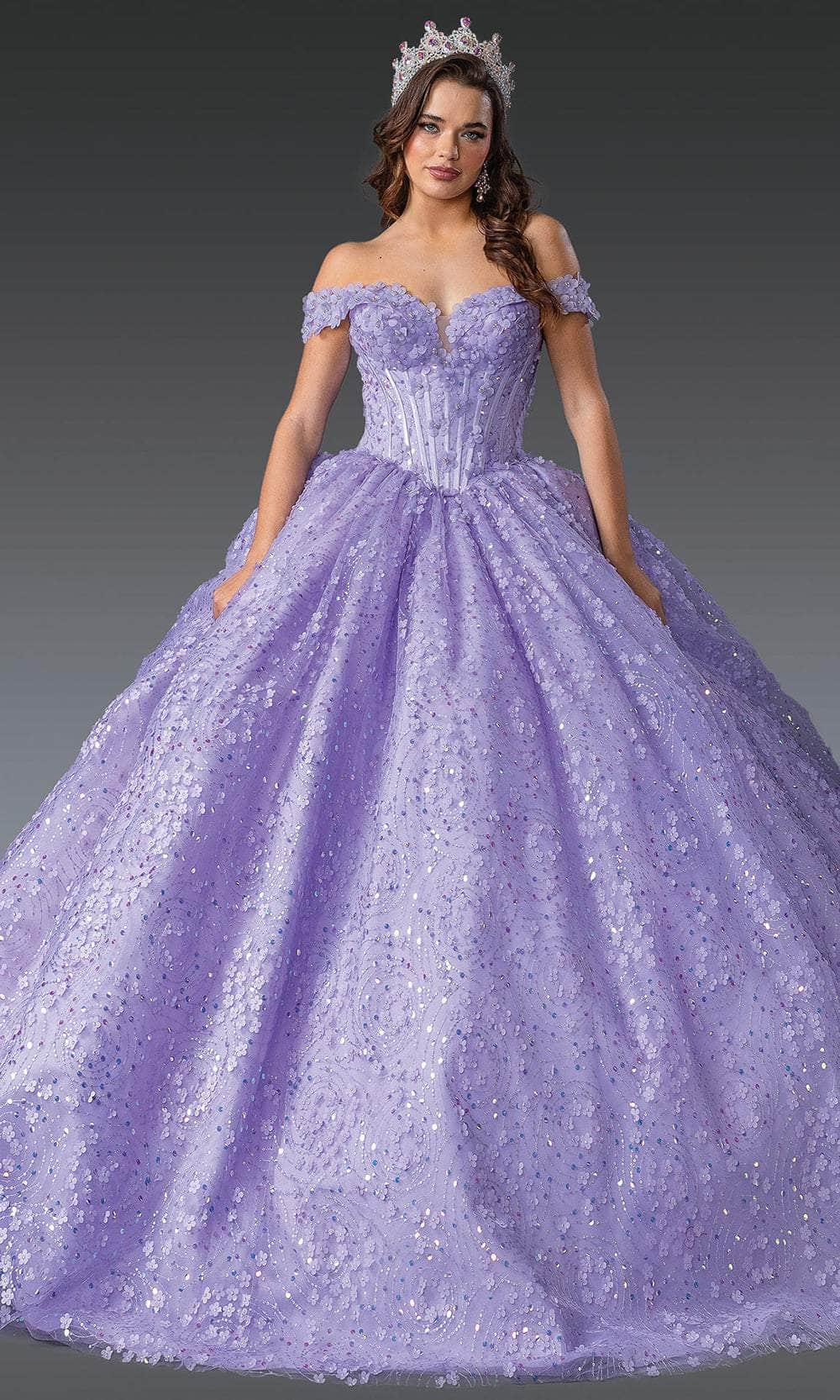 Dancing Queen 1901 - Sweetheart Ballgown with 3D Floral Applique Quinceanera Dresses XS / Lilac