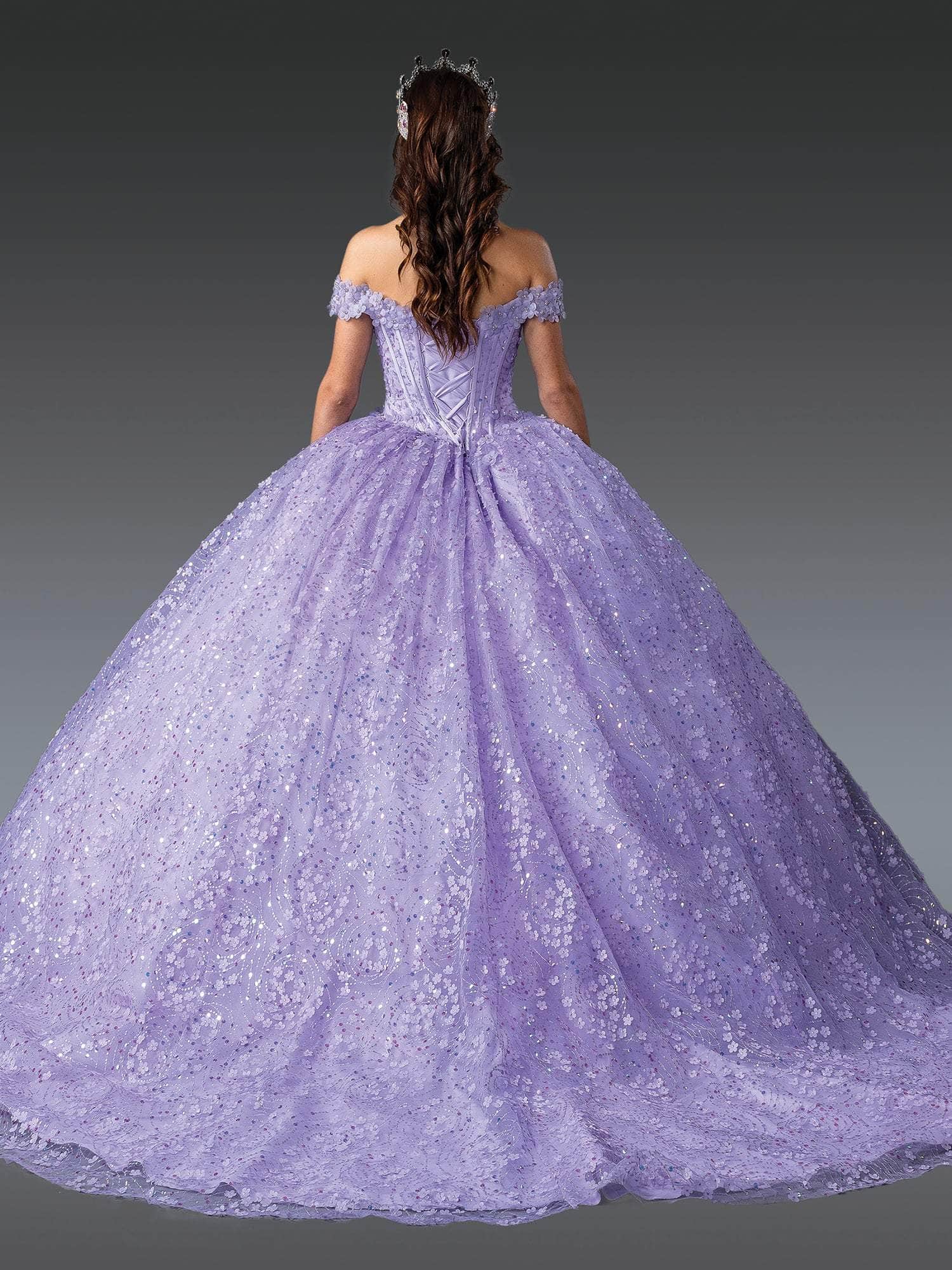 Dancing Queen 1901 - Sweetheart Ballgown with 3D Floral Applique Quinceanera Dresses XS / Lilac