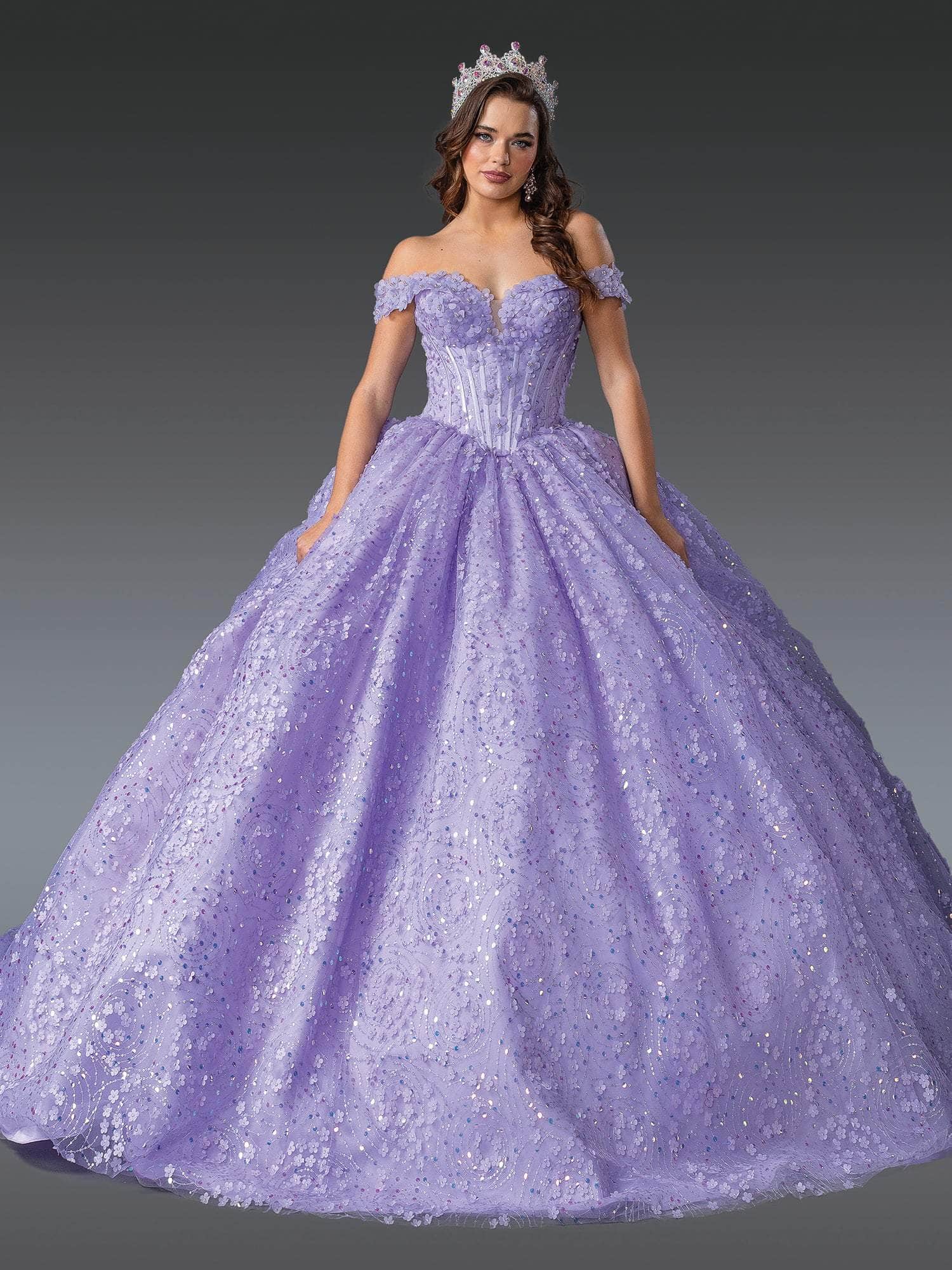 Dancing Queen 1901 - Sweetheart Ballgown with 3D Floral Applique Quinceanera Dresses XS / Lilac