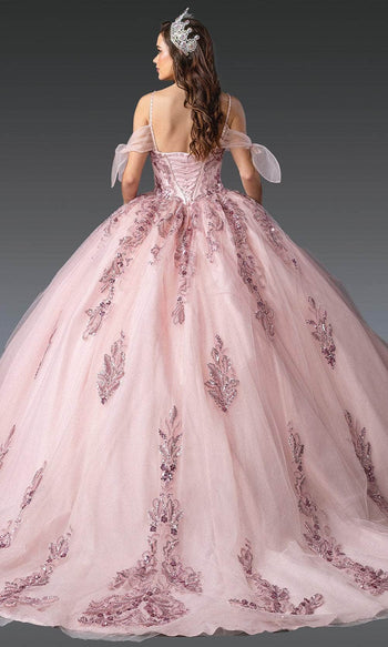 Dancing Queen 1902 - Beaded Lace Corset Bodice Ballgown Quinceanera Dresses XS / Blush