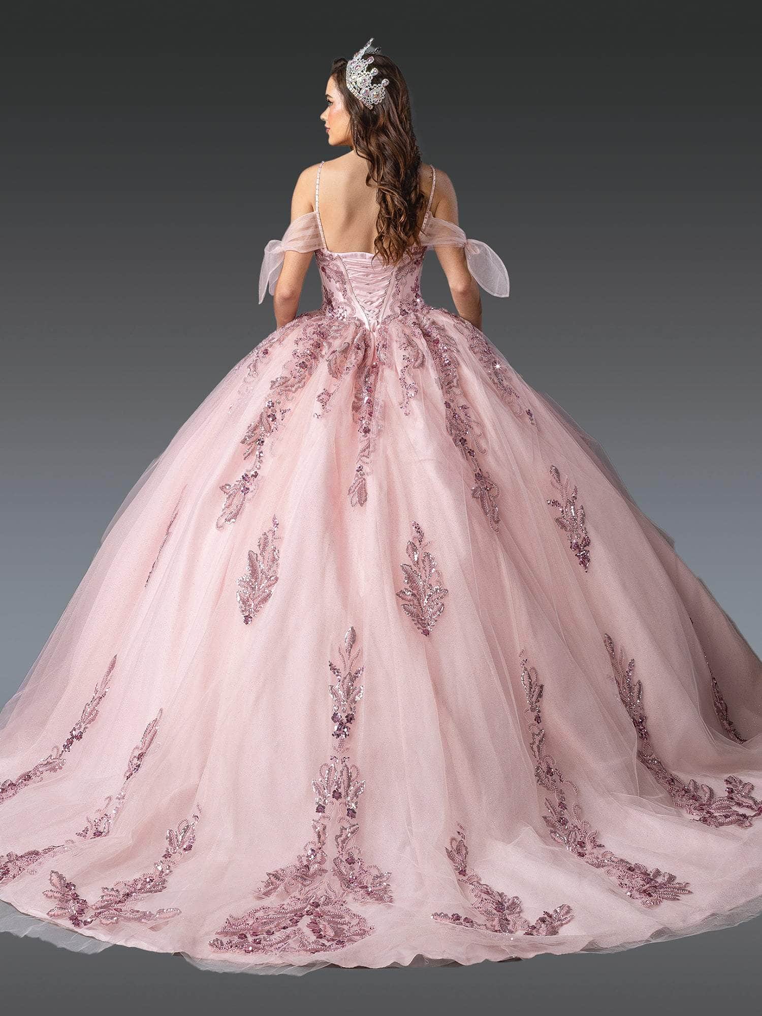 Dancing Queen 1902 - Beaded Lace Corset Bodice Ballgown Quinceanera Dresses XS / Blush