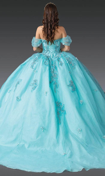 Dancing Queen 1903 - Beaded Embroidered Sweetheart Ballgown Quinceanera Dresses XS / Aqua