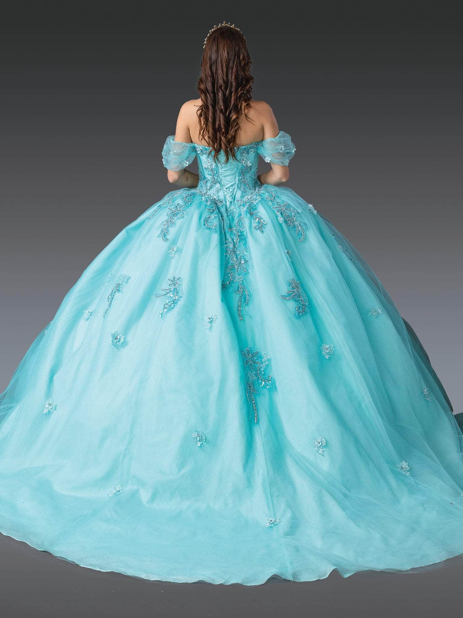 Dancing Queen 1903 - Beaded Embroidered Sweetheart Ballgown Quinceanera Dresses XS / Aqua