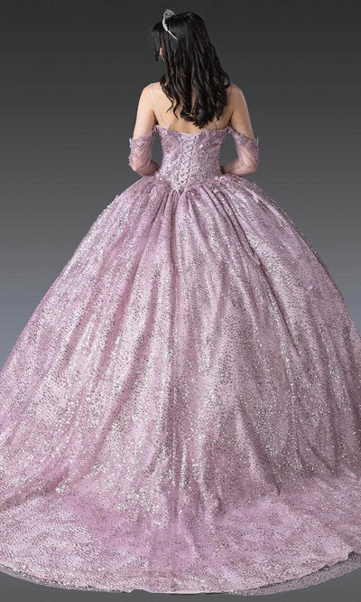 Dancing Queen 1904 - Sequined Bodice Butterfly Appliqued Ballgown Quinceanera Dresses XS / Dusty Rose