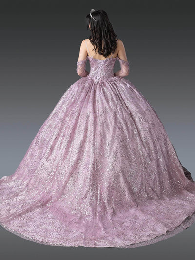 Dancing Queen 1904 - Sequined Bodice Butterfly Appliqued Ballgown Quinceanera Dresses XS / Dusty Rose