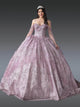 Dancing Queen 1904 - Sequined Bodice Butterfly Appliqued Ballgown Quinceanera Dresses XS / Dusty Rose