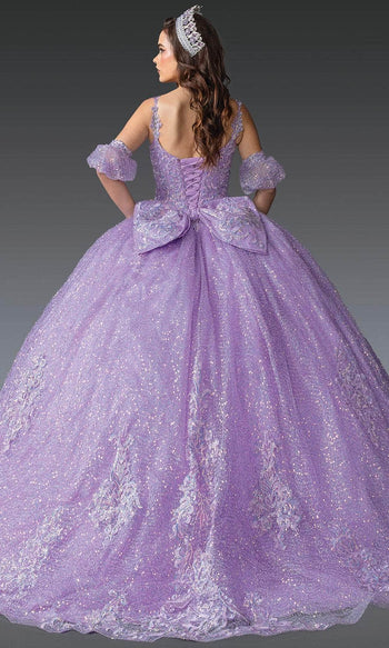 Dancing Queen 1907 - Beaded Embroidered Ballgown with Puff Sleeve Quinceanera Dresses XS / Lilac