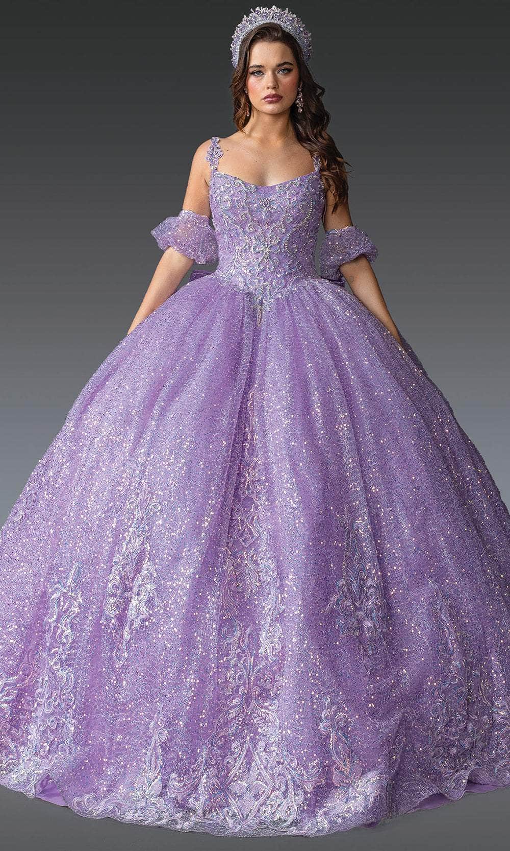 Dancing Queen 1907 - Beaded Embroidered Ballgown with Puff Sleeve Quinceanera Dresses XS / Lilac
