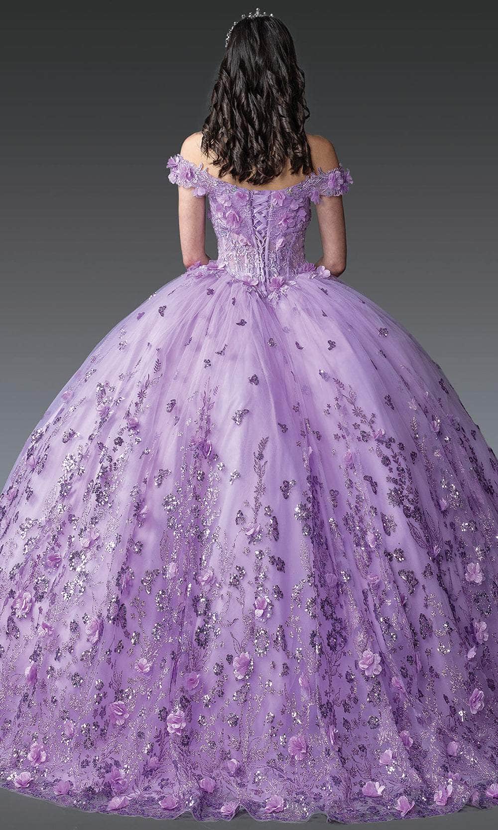 Dancing Queen 1908 - 3D Floral Glitter Ballgown Quinceanera Dresses XS / Lilac