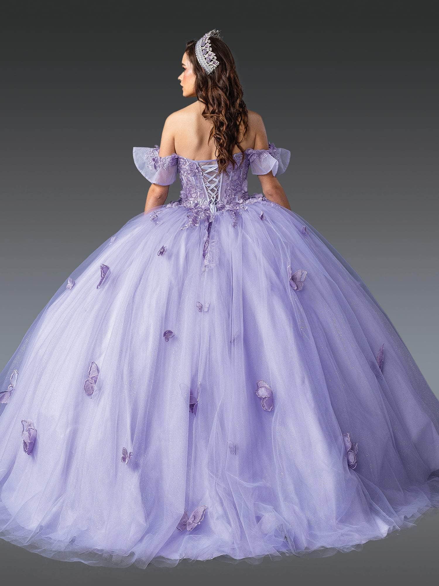 Dancing Queen 1911 - Butterfly Applique Quinceanera Gown Quinceanera Dresses XS / Lilac