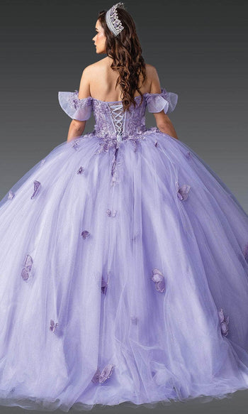 Dancing Queen 1911 - Butterfly Applique Quinceanera Gown Quinceanera Dresses XS / Lilac