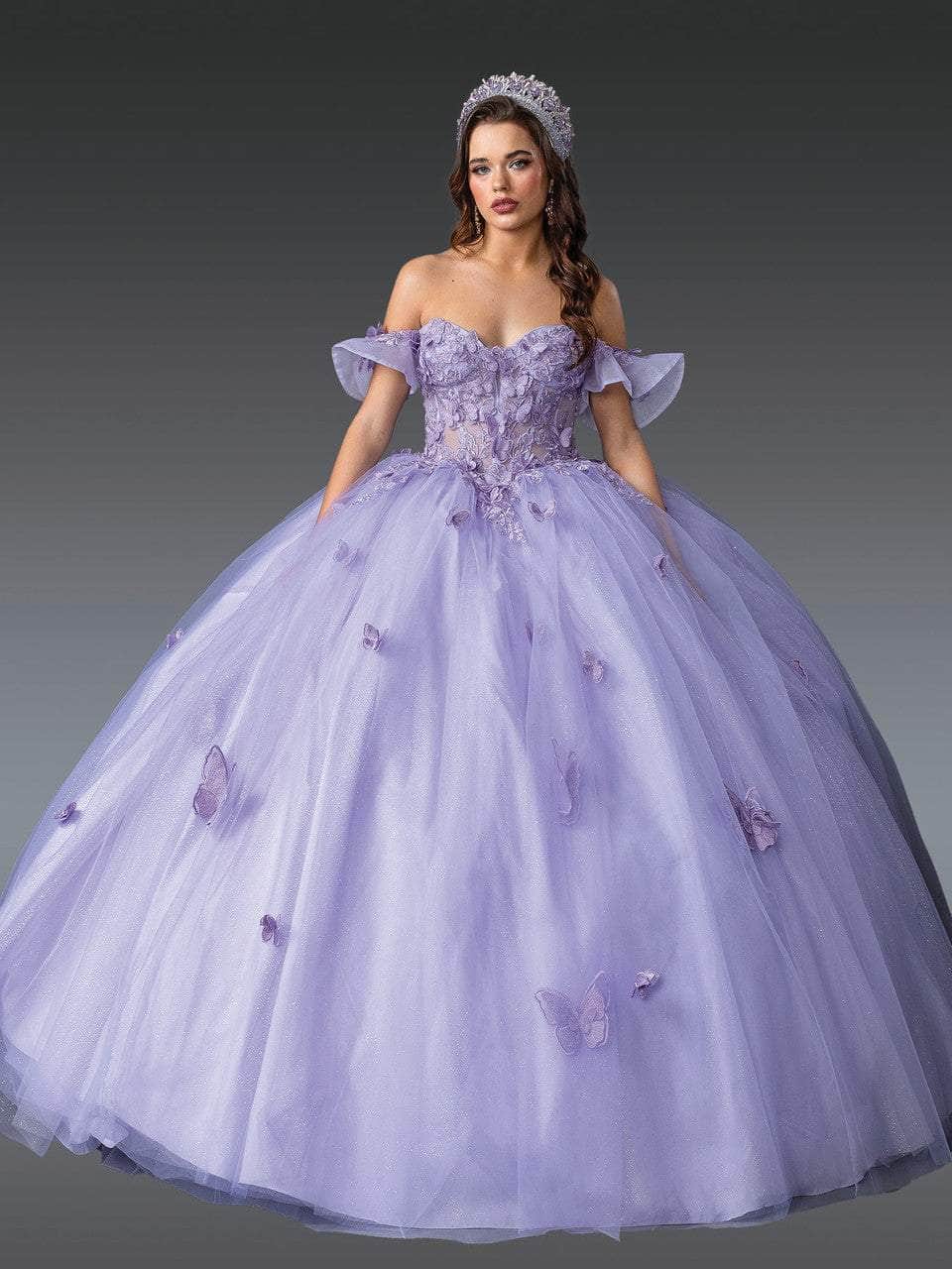 Dancing Queen 1911 - Butterfly Applique Quinceanera Gown Quinceanera Dresses XS / Lilac