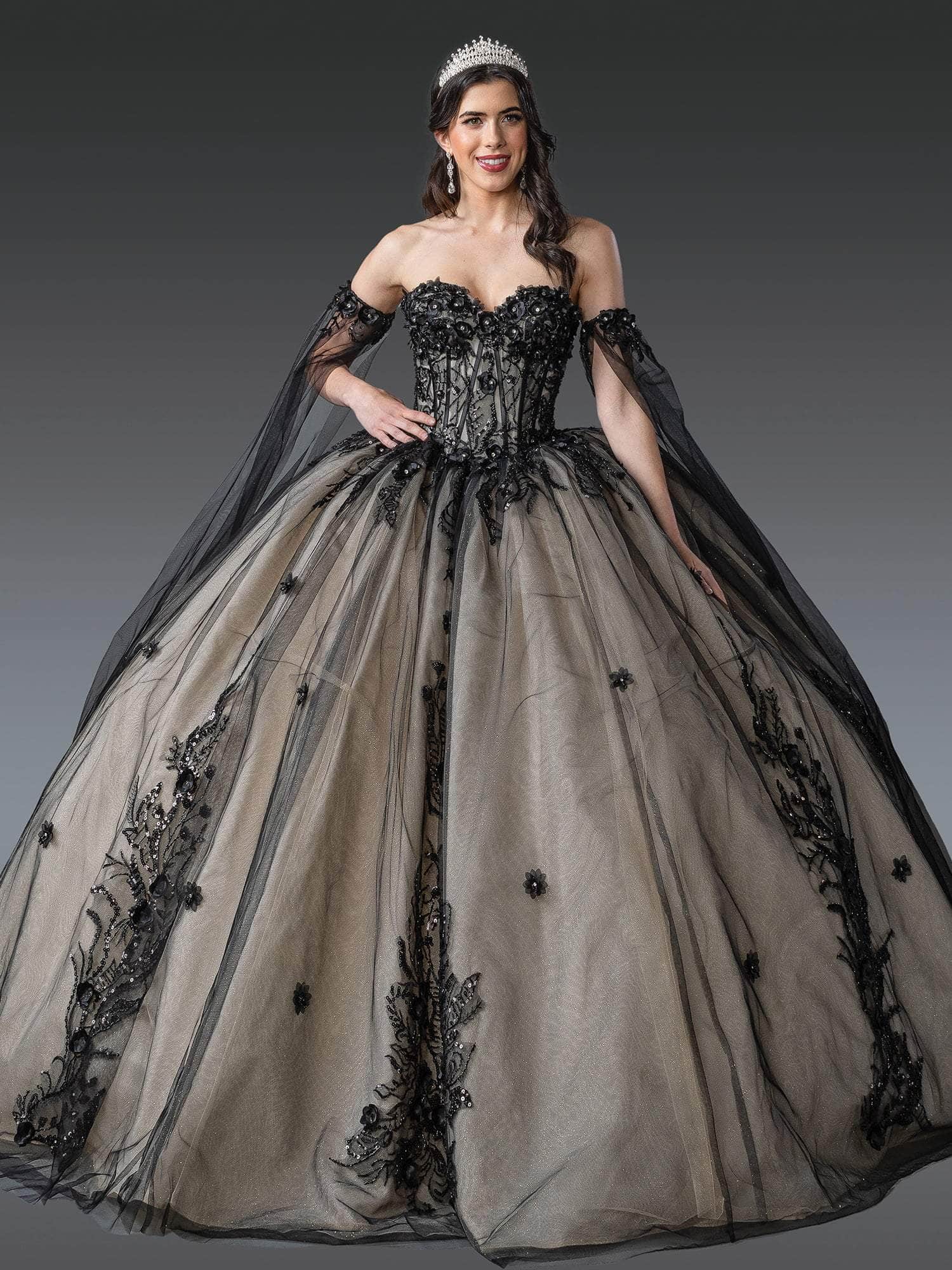Dancing Queen 1912 - Embroidered Ballgown with Cape Sleeves Ball Gowns