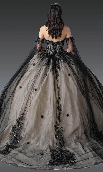 Dancing Queen 1912 - Embroidered Ballgown with Cape Sleeves Ball Gowns