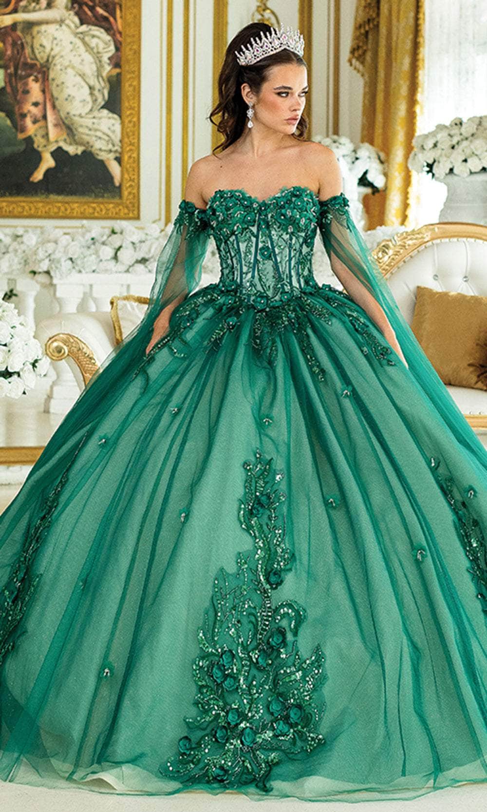 Dancing Queen 1912 - Embroidered Ballgown with Cape Sleeves Ball Gowns