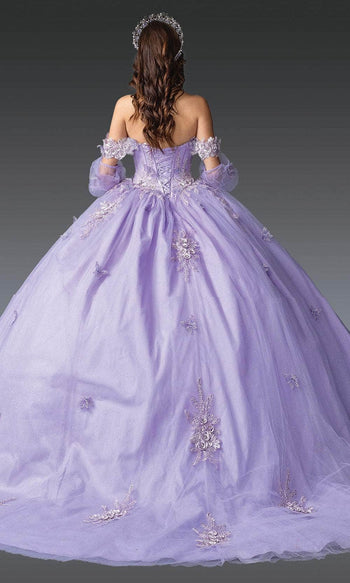 Dancing Queen 1914 - Detachable Puff Sleeve Floral Ballgown Ball Gowns