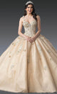 Dancing Queen 1915 - Sleeveless Corset Bodice Floral Ballgown Quinceanera Dresses XS / Champagne