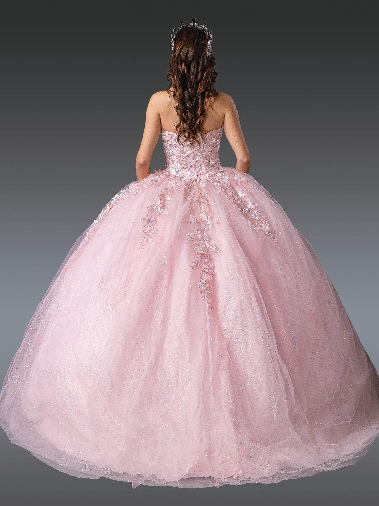 Dancing Queen 1916 - Strapless Appliqued Ballgown Quinceanera Dresses XS / Blush