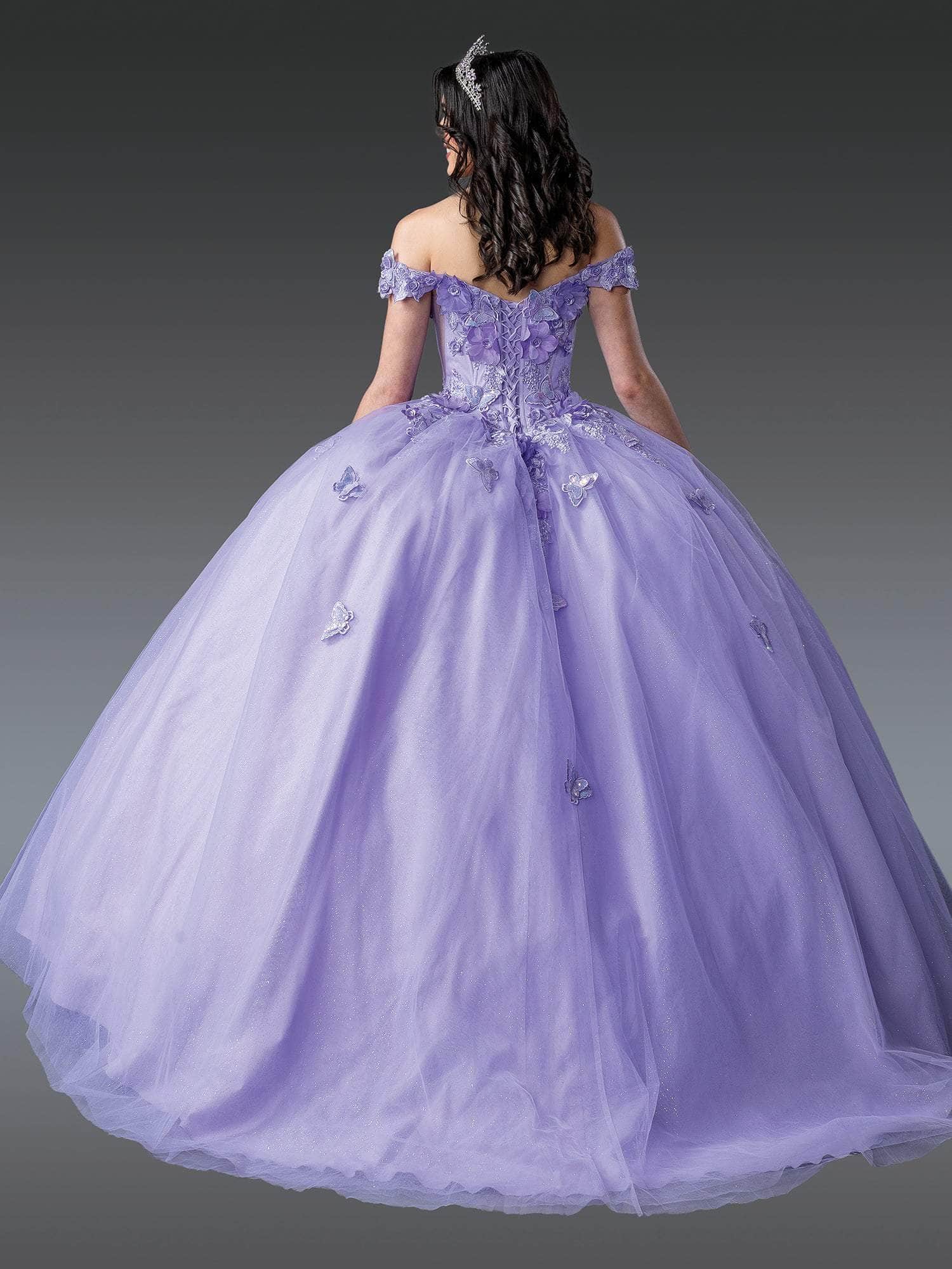 Dancing Queen 1917 - 3D Floral Off-Shoulder Ballgown Quinceanera Dresses XS / Lilac