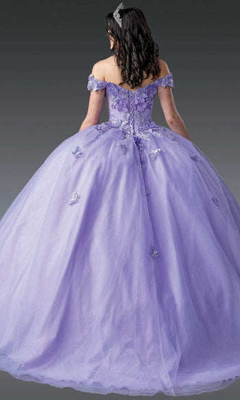 Dancing Queen 1917 - 3D Floral Off-Shoulder Ballgown Quinceanera Dresses XS / Lilac