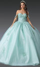 Dancing Queen 1922 - Embroidered Draped Off-Shoulder Gown Quinceanera Dresses XS / Light Mint