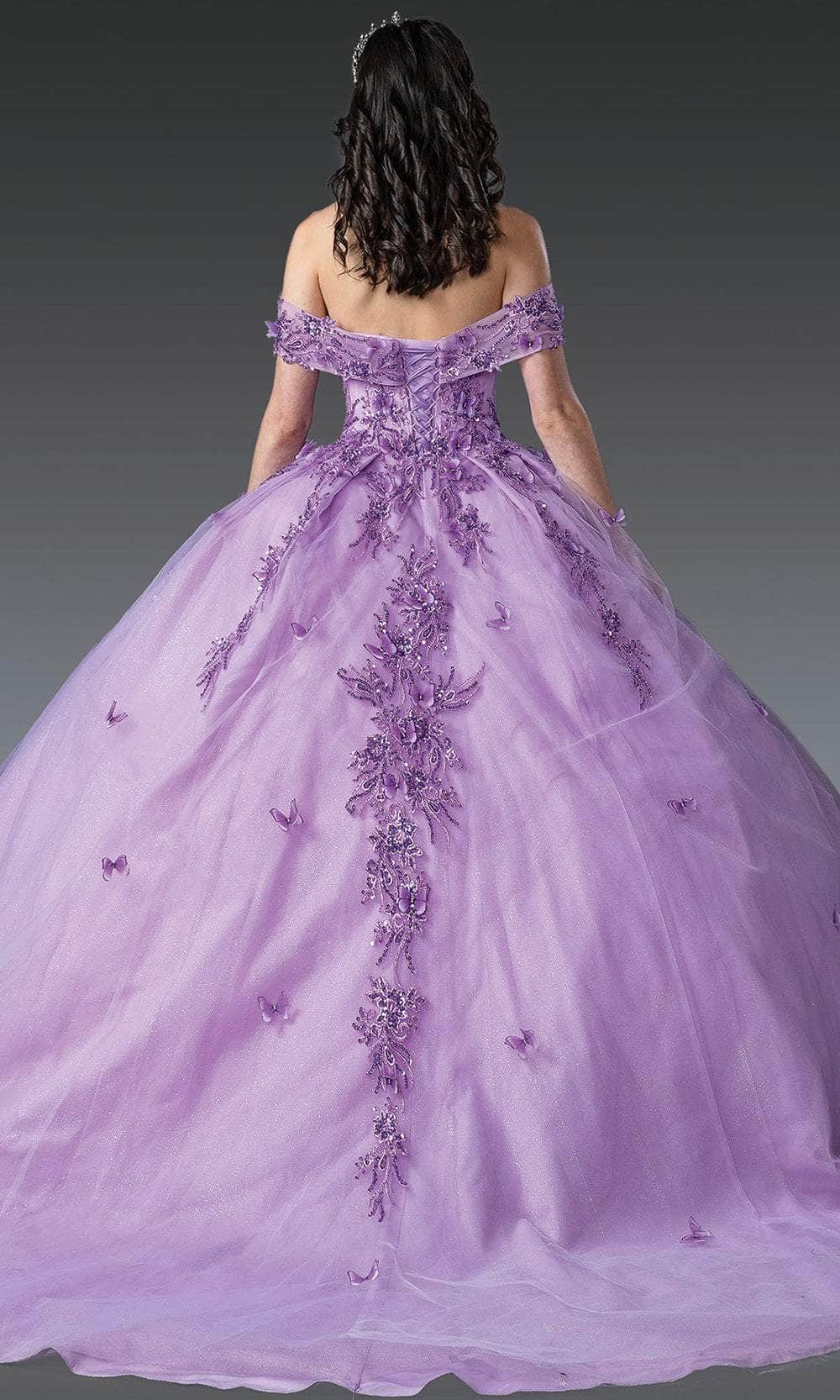 Dancing Queen 1923 - Butterfly Applique Off-Shoulder Gown Quinceanera Dresses XS / Lilac